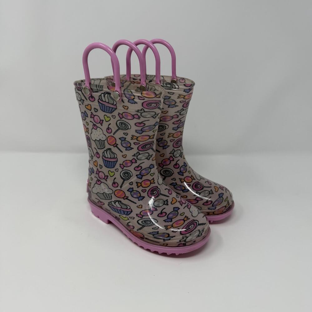 London Fog Candy Print Rain Boots Girls Size 7